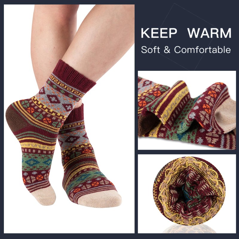 COOPLUS Warm Wool Socks Mens Winter Thermal Thick Crew Cold