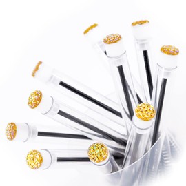 i-Laesh 20 Pcs Lash Brush Eyelash Brushes for Eyelash Extensions Spoolies Cleaning Mascara Wands Tube Diamond Disposable Makeup Tool Applicator Set Sanitary Extension Supplies (Diamond Gold)
