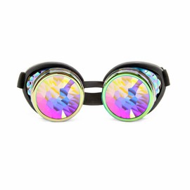 GloFX Polychrome Rainbow Kaleidoscope Goggles - Adjustable Strap Rave Festival Goggles Prism Crystal Rainbow Lenses Cyber Portal Goggles