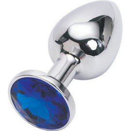 30 mm Stainless Steel Anal Plug Extra Tough 140g with Crystal Blue