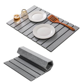 Large Stone Dish Drying Mat for Kitchen Counter,Absorbent Diatomaceous Earth Bath Mat Instant Drying Pad Foldable and Super Absorbent Mat for Dishes Cups Bottles,Grey 23*15.3in