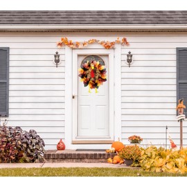 CYNOSA Thanksgiving Door Decorations Turkey Decor Thanksgiving Wreath for Front Door Turkey Decorations Fall Thanksgiving Door Hanger Gobble Gobble Sign Turkey Wreath Thanksgiving Decorations