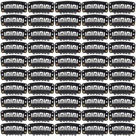 Pack of 50 Wig Clips, U-Shape Metal Snap Clips, 32 mm, 6-Tooth Combs Clips with Rubber for Hair Extensions, Hairpieces (Black)