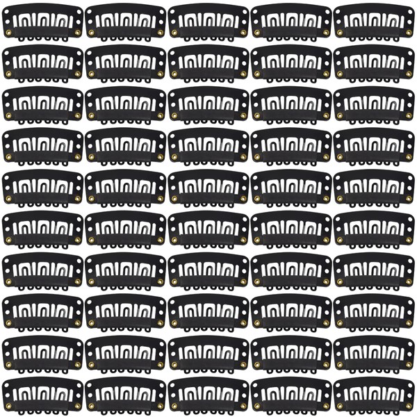 Pack of 50 Wig Clips, U-Shape Metal Snap Clips, 32