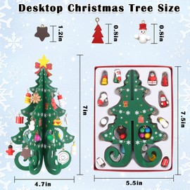 Small Tabletop Xmas Tree Wooden Christmas Tree With Ornaments 25Pcs, Diy Mini Christmas Tree Creative Desk Xmas Tree Desktop Festival Miniature Tree For Christmas Table Desk Decor Kids Gift