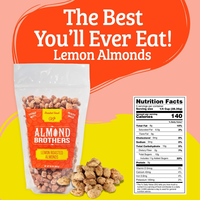 Almond Brothers Roasted Almonds - 2 lb Bag - Hand