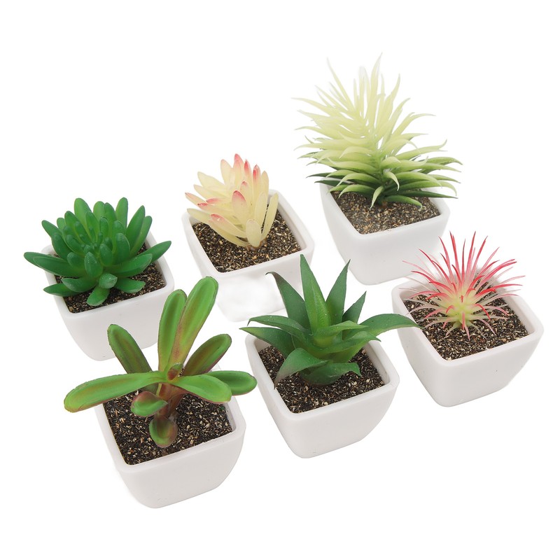 6PCS Potted Artificial Succulents Artificial Plants in Pots Plastic Fake