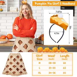 Yearntown Women's Pumpkin Pie Tutu Skirt with Funny Pumpkin Pie Food Hat Thanksgiving Headband Adult Cosplay Party Accessory(XL)