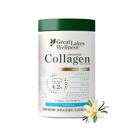 Great Lakes Wellness Keto Boost Advanced Peptides de colágeno en polvo con 4.2 g MCT  Sabor a vainilla  Crema de café sin lácteos o batido Alt  Sin...