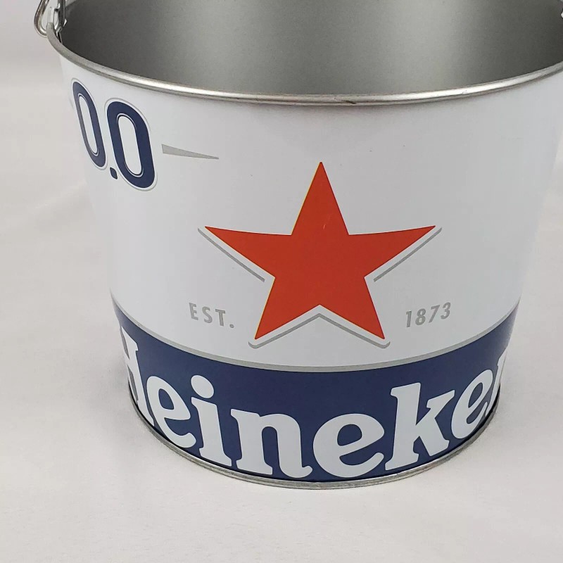 Heineken 0.0 Logo Beer Silver Metal Pail Ice Bucket With