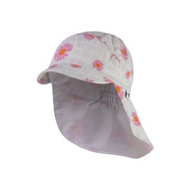 Sterntaler Peaked Cap with Neck Protection Flower for Girls - Baby Hat with UV Protection 30 - Cotton Sun Cap, Pale Green