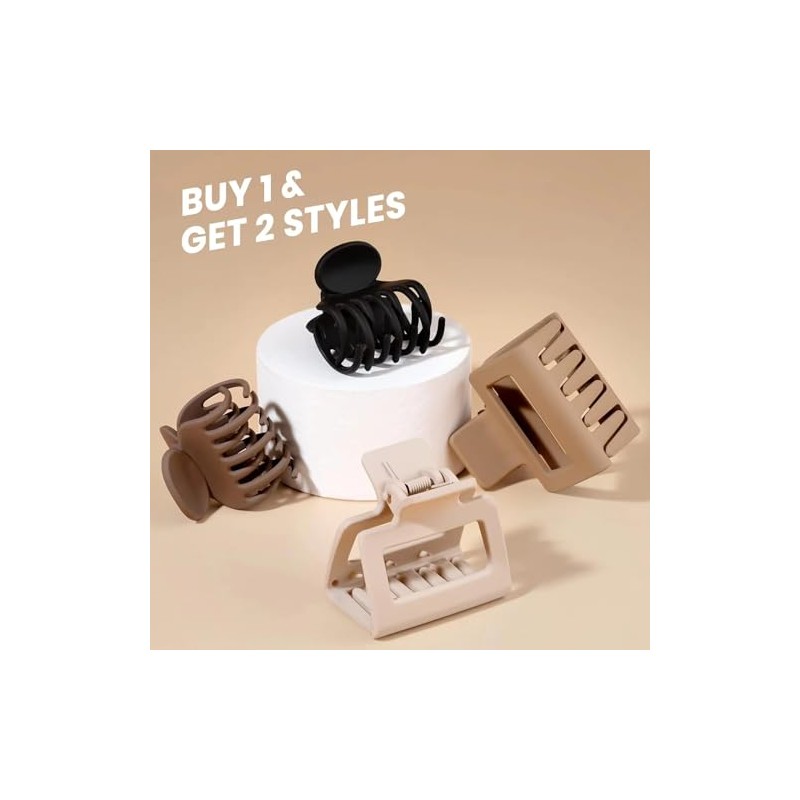 8 Pinzas Garra Mate para Mujer, Pinzas Rectangulares de 2
