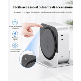 SNANSHI Supporto da scrivania verticale per Mac mini M4, design verticale per un facile accesso al pulsante di accensione/risparmio di spazio/migliore dissipazione del calore, compatibile con Mac mini