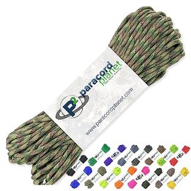 PARACORD PLANET 100' Hanks Parachute 550 Cord Type III 7 Strand Paracord Top 40 Most Popular Colors, Multi Camo