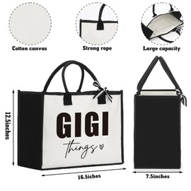 FBCCZEY Gigi Gift Christmas Mother's Day Birthday Retirement Appreciation Thank You Gifts for Grandma Grandmother, Foldable Reusable Grocery Bags With Handles, Gigi Things Tote Bag Gigi Purses