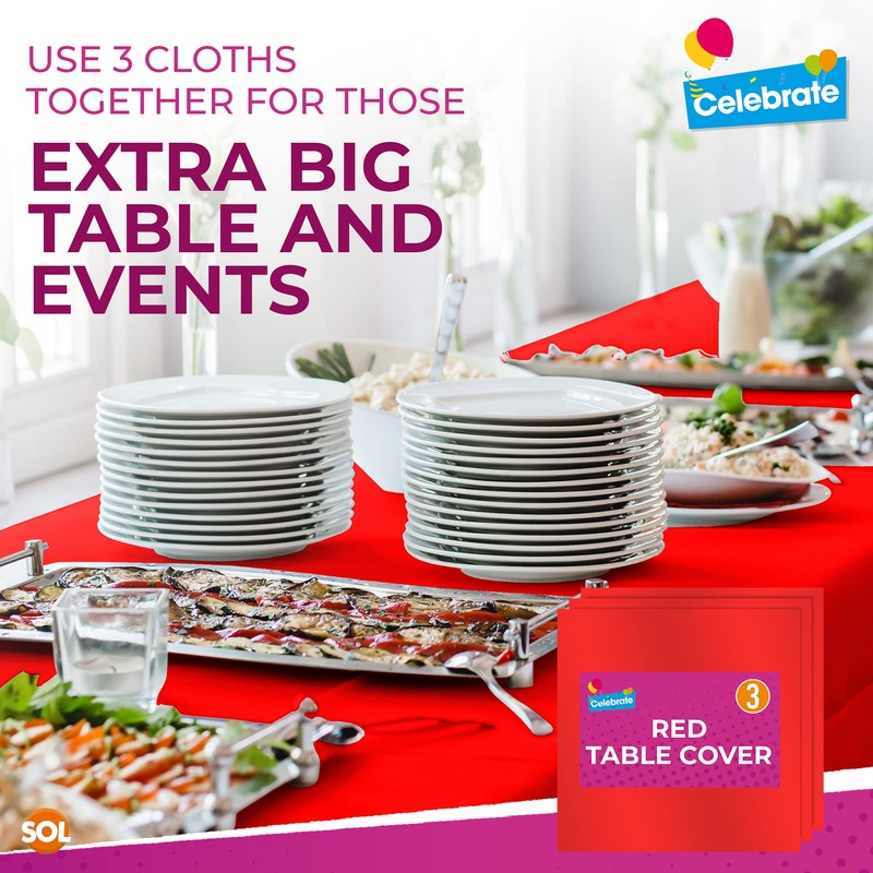 3pk Red Table Cover | 121 x 121cm Red Table