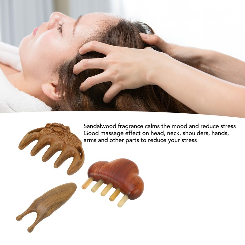 Sandalwood Meridian Comb Nose Massager Rosewood Scalp Massage Comb Set