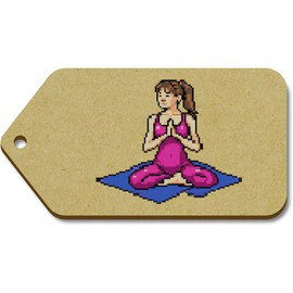 10 x Large 'Yoga Mat Pixel Art' Wooden Gift Tags (TG00125530)