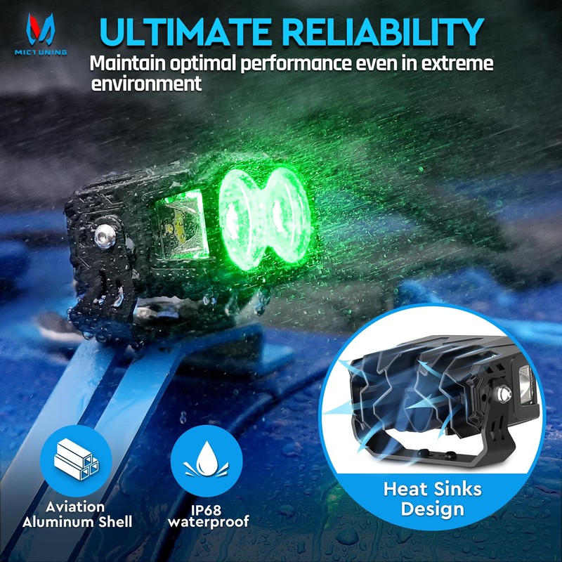 MICTUNING 4 Inch 56W LED Pods, RGB 7-Color Gradient Mode