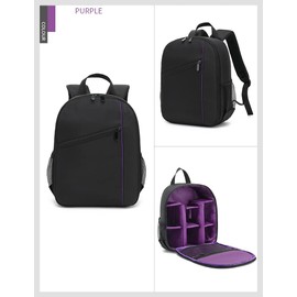 Mochila impermeable para cámara digital DSLR para mujeres y hombres adolescentes (morado)