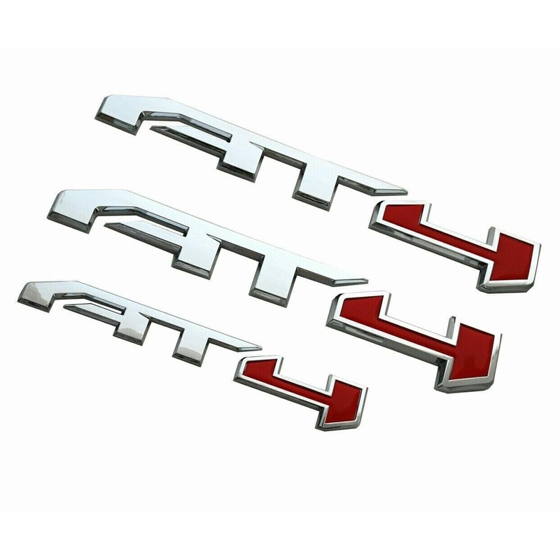 AT4 Badge Emblems 3-Piece in Silver for 2021-2023 GMC Yukon,