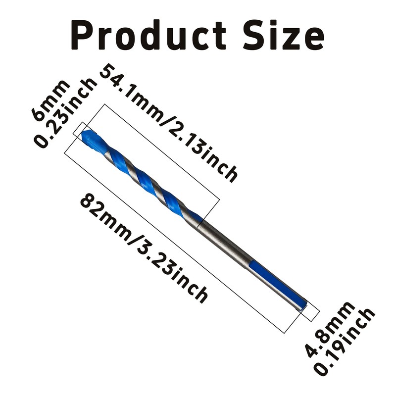 PDETVEO 5PCS 15/64" Solid Carbide Drill Bit Set, Masonry Drill