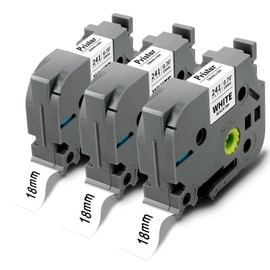 Pristar Replacement for Brother TZe-241 TZ Tape 18mm 0.7 Laminated White TZe241 18mm Label Tape Black on White 3/4 Inch Compatible with Brother P Touch PT-D410 PT-D400 PT-D600 PT-D610BT, 3-Pack