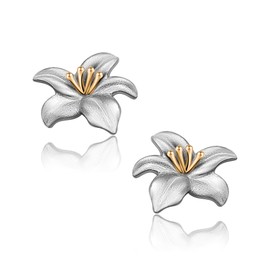Lily Earrings 925 Sterling Silver Lily Earrings Hypoallergenic Cute Lily Earrings for Women Dainty Mothers Day Flower Earrings Jewelry