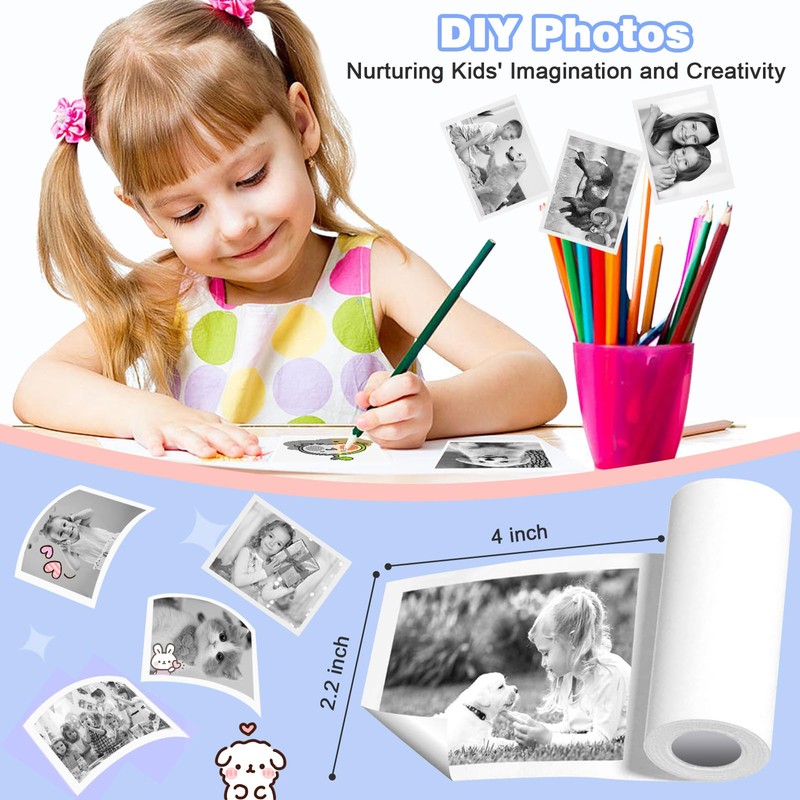 Instant Print Camera for Kids Compatible 12 Rolls Thermal Print