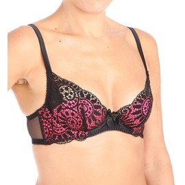 L'Agent by Agent Provocateur Women's Brigit Padded Plunge Bra Black/Neon Melon 32E