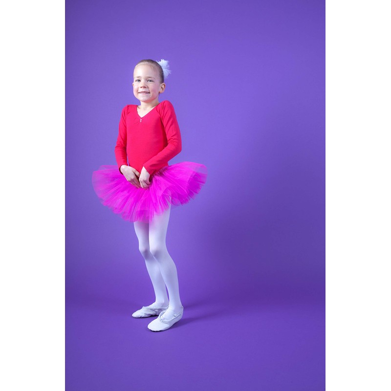 tanzmuster ® Romy Ballet Tutu Girls' Long-Sleeved Cotton Ballet Bodysuit