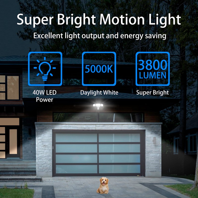 AWSENS Upgraded 3 Head LED Security Lights with Motion Sensor,