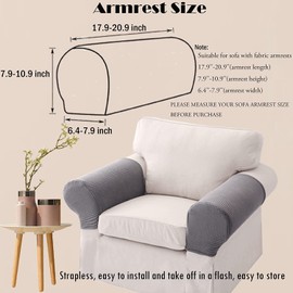 ESRISE Armrest Chair Covers, Stretch Armchair Couch Arm Rest Cover Anti-Slip Spandex Polyester Sofa Chair Arm Caps Slipcovers for Furniture Protector, Set of 2 (Dark Coffee)