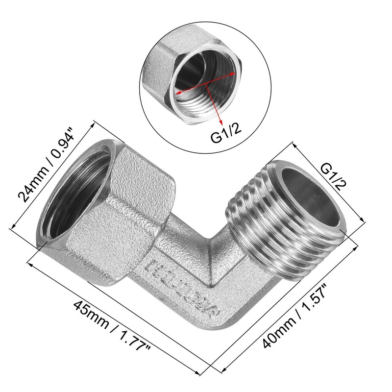 sourcing map Pipe Fitting Elbow G1/2 Male to Female Thread