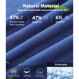 BAMBOO COOL Mens Pajama Set Bamboo Viscose Soft Pijamas Sets for Men Long Sleeve Full Length Pants Pjs Sleepwear with Pockets Navy Blue