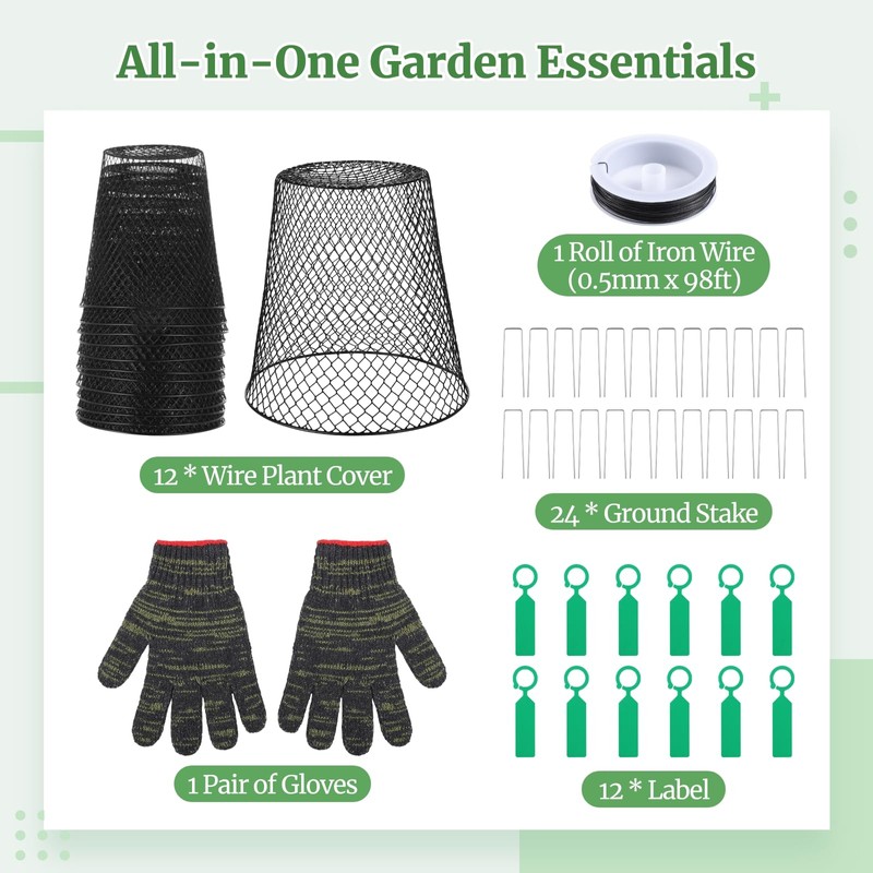 FELISTORY 12 Pack Chicken Wire Plant Covers, Chicken Wire Cloche
