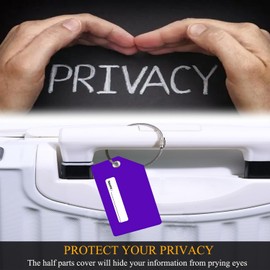 7 Pack Silicone Luggage Tag Baggage Handbag Travel Suitcase Tags with Name ID Card Perfect to Quickly Spot Luggage Suitcase (Purple)