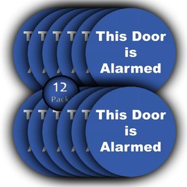 12-Pack - This Door Is Alarmed Vinyl Stickers - 85mm Waterproof - Door Security Signage