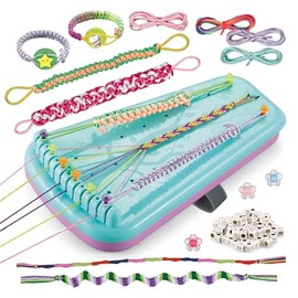 Chilpals Friendship Bracelet Making Kit for Girls,Arts and Crafts for Kids Ages 8-12,Birthday Gifts Ideas for Girl 7 8 9 10 11 Year Old - 2 in 1 Bracelets String Maker Toys Set (Blue)