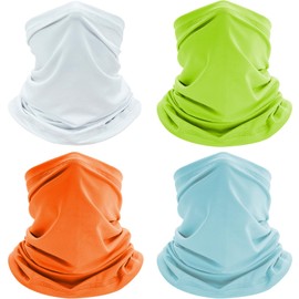 YeeHeen 4 Pieces Neck Gaiter Bandana Face Mask Skiing Cycling Breathable Face Cover for Men Women G Orange+Light Blue+Bright Green+White