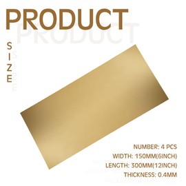 Zonon 4 Pcs Brass Sheet 12 x 6 Inch, 26 Gauge (0.4mm) Thickness Metal Sheets No Scratches Metal Plates for Crafting Carving Stamping DIY Crafts Jewelry Models Repairs Electrical Home Improvement