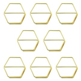 yyangz 60PCS Hexagonal Metal Paper Clips Gold Electroplated Geometric Straight Pins for Note Decoration Office Paper Marking Document Organization DIY Projects