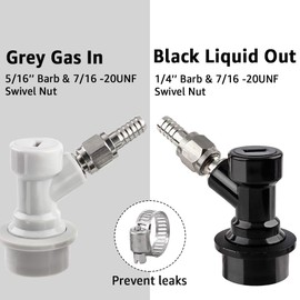 MRbrew Ball Lock Keg Fittings 4 Pairs Quick Ball Lock Disconnect Set with Stainless 5/16” Gas 1/4” Liquid Barbed MFL Swivel Nuts for Corny Keg Connectors Ball Lock for Keg Posts, Keg Coupler, Homebrew