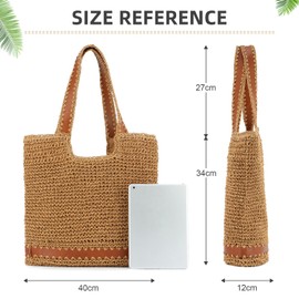 SUKUTU Large Straw Tote Bag Handwoven Hobo Bag Shoulder Handbag Summer Beach Purse