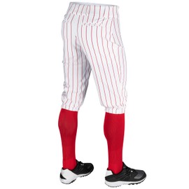 CHAMPRO Men' Classic With Pinstripes Triple Crown Pinstripe Polyester Baseball Knicker, White, Scarlet, Small US
