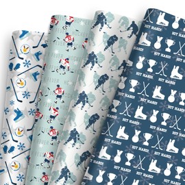 Ice Hockey Wrapping Paper 12 Sheets - Hockey Wrapping Paper - Sports Gift Wrap - Ice Hockey Themed Gift Packing for Party,Birthday,Team Celebration - 20"×28"
