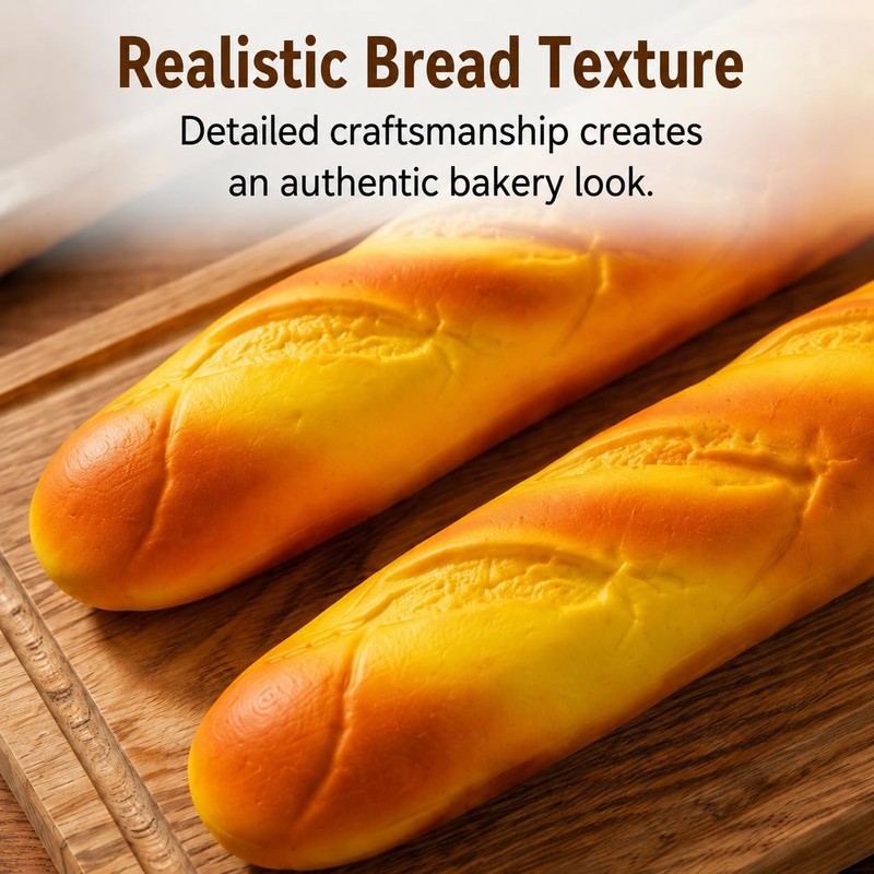 2 Pack Fake Baguettes, 13.5'' Realistic Artificial Bread Decor