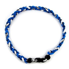 MapofBeauty 18" Sport Style Two Colors Fashion Three Braided Rope Tornado Necklace (Blue/White)