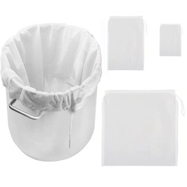 Firavggu 4 Pezzi Sacchetto Filtro per Straining, 200 Micro Mesh Strainer Bag Filtrante in Nylon Fine Panno Filtrante a Maglia con Coulisse Borsa per birra Homebrew per Frutta, Sidro, Uva, Vino