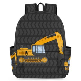 OMFUNS Cute Excavator Kids Backpack for Boys Girls Truck Car Preschool Toddler Backpack Kindergarten Nursery Bookbag Travel Children Lightweight School Bag